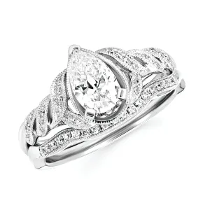 Forever Elegant&trade; 0.08 Ctw. Diamond Semi Mount shown with 3/4 Ct. Pear Center Diamond in 14K Gold