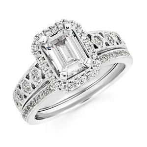 Forever Elegant&trade; 1/3 Ctw. Diamond Semi Mount shown with 1.00 Ct. Emerald Cut Center Diamond in 14K Gold