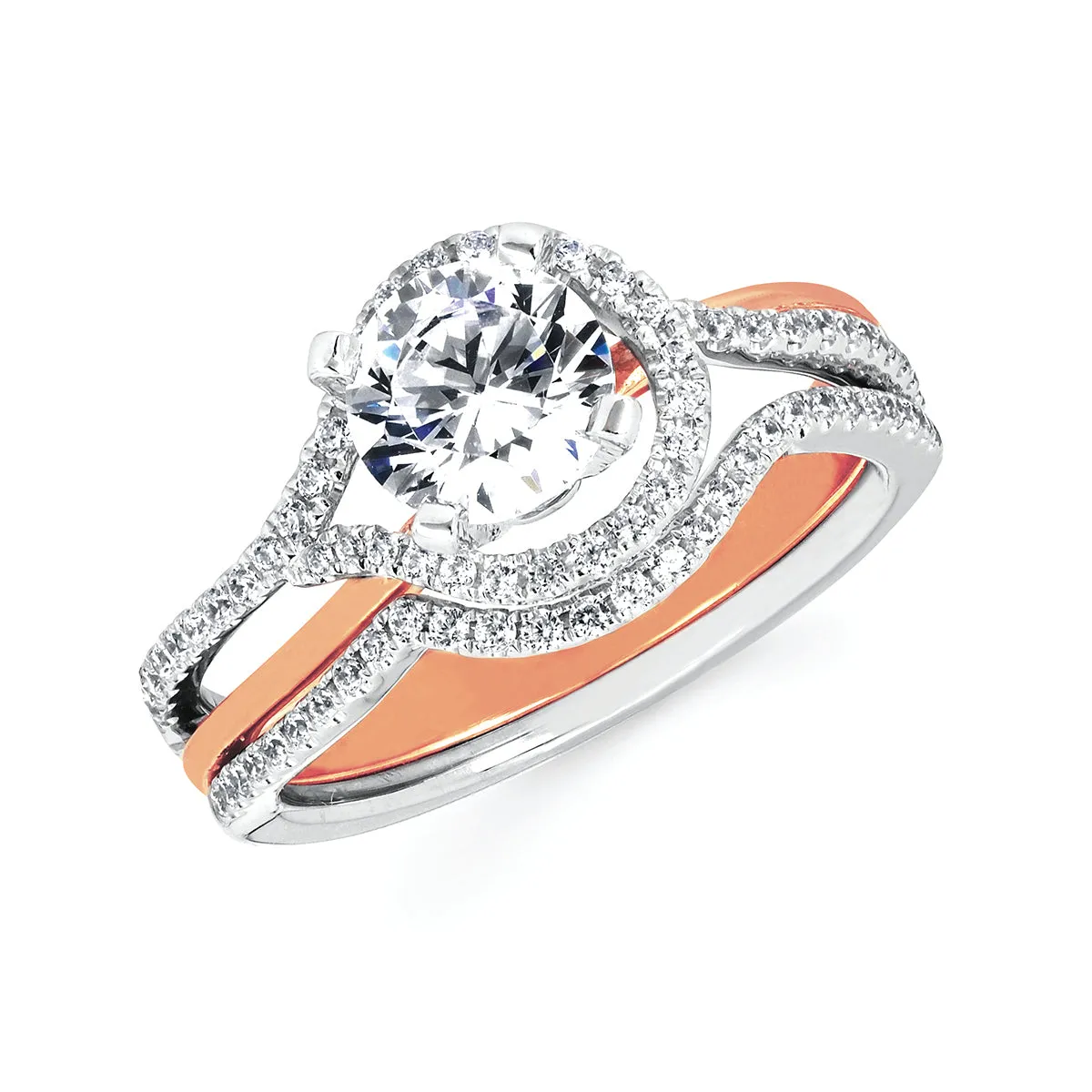 Forever Elegant&trade; 1/5 Ctw. Diamond Semi Mount shown with 1 Ct. Round Center Diamond in 14K Gold