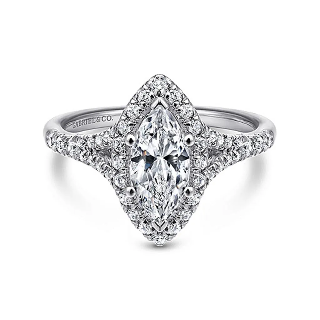 Gabriel & Co Verbena - 14K White Gold Marquise Halo Diamond Engagement Ring