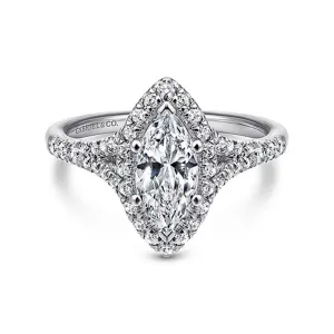 Gabriel & Co Verbena - 14K White Gold Marquise Halo Diamond Engagement Ring