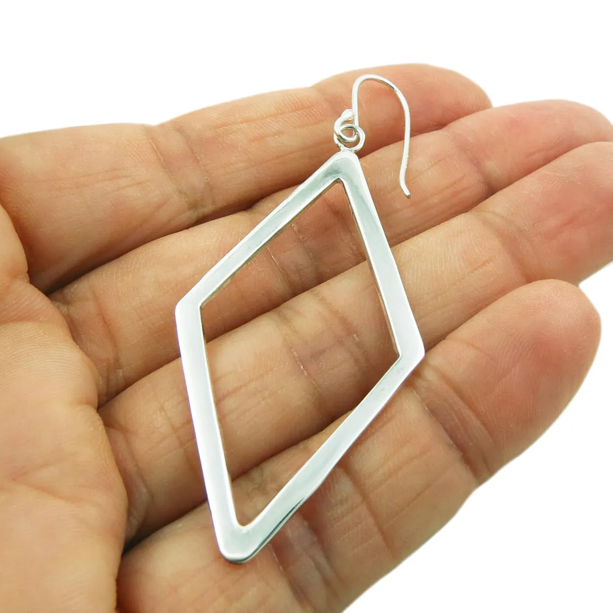 Geometric Rhombus 925 Sterling Silver Dangle Earrings for Women