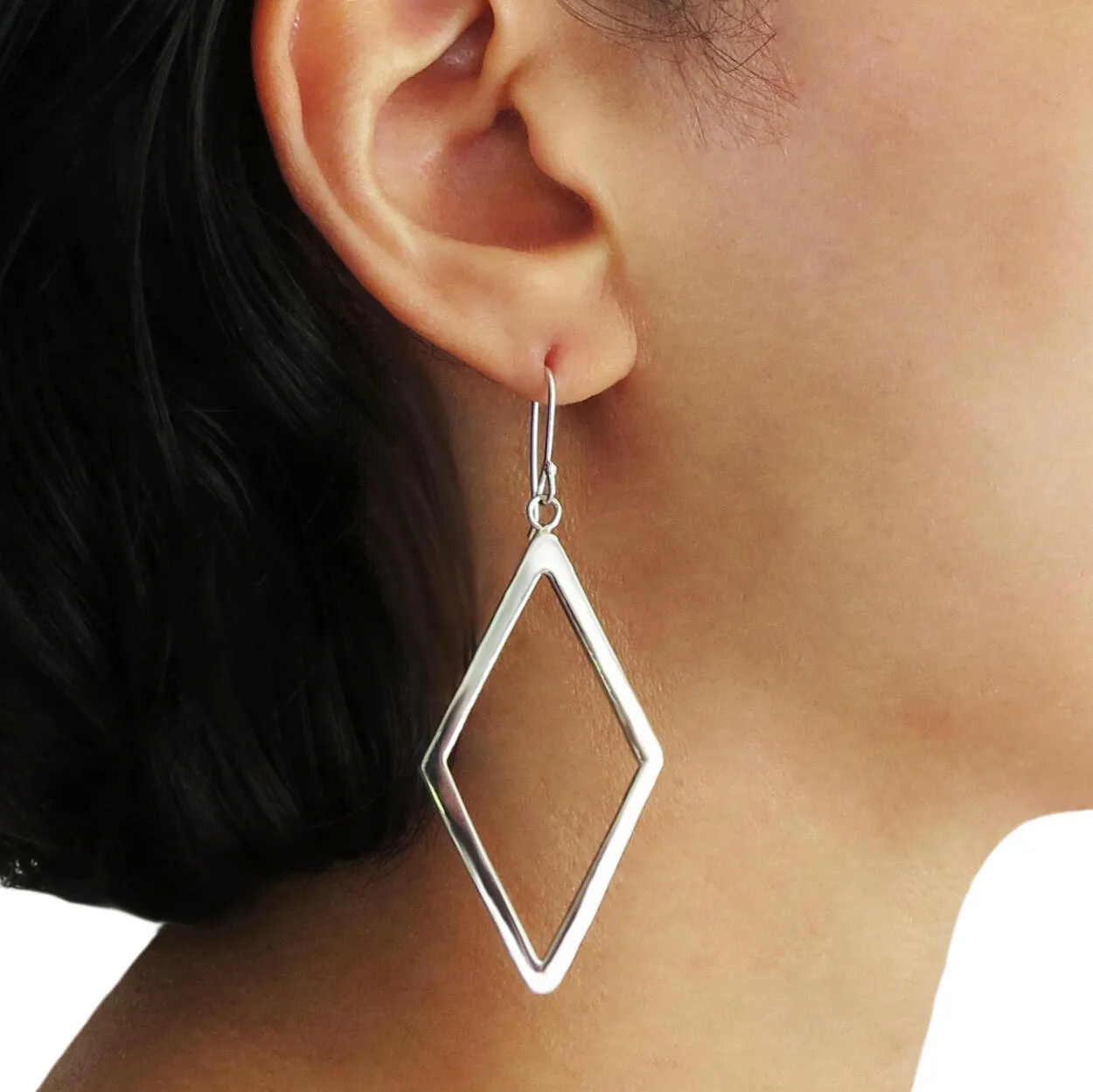 Geometric Rhombus 925 Sterling Silver Dangle Earrings for Women