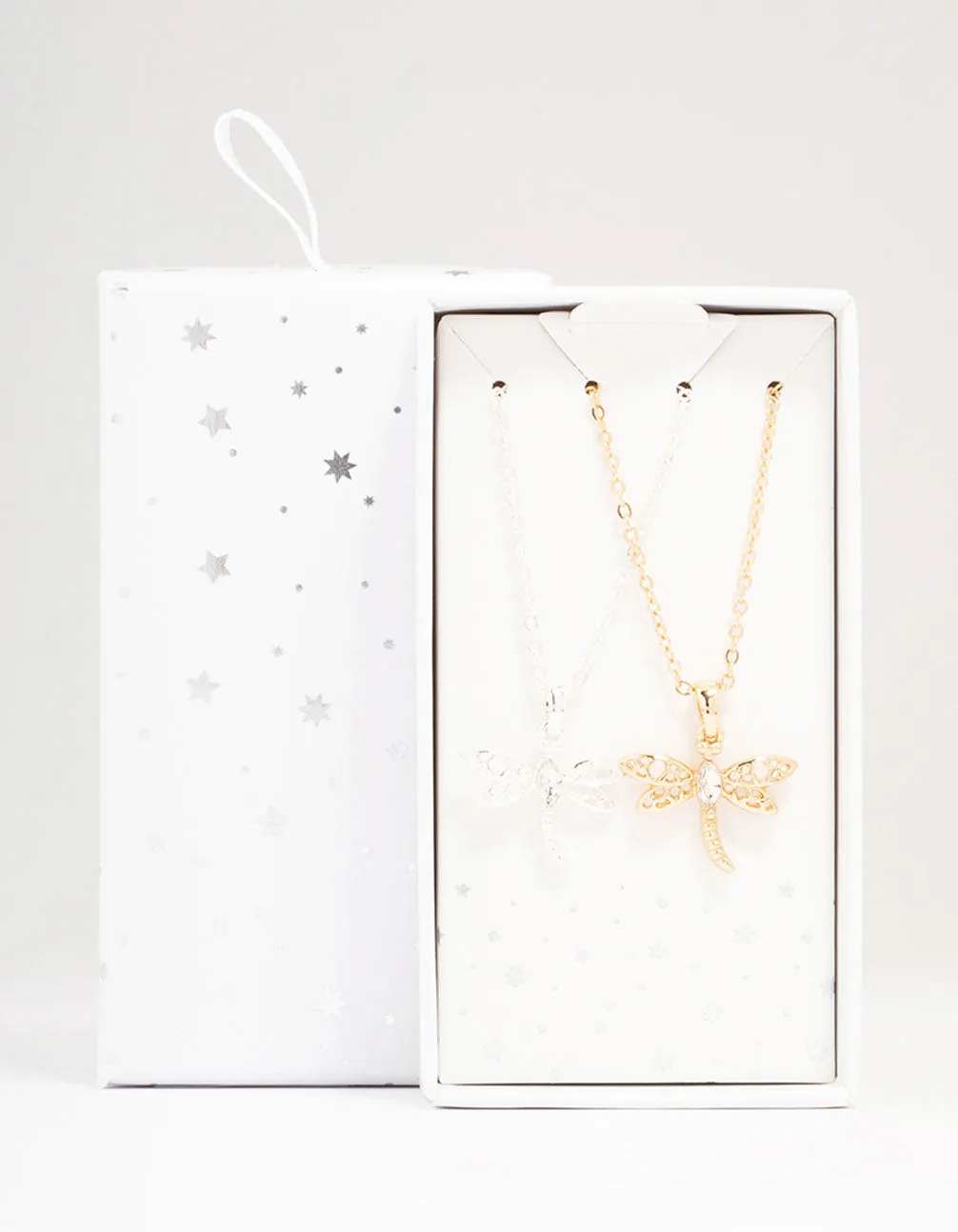 Gold & Silver Dragonfly Necklace 2-Pack