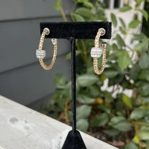 Gold Hoop Earrings w/ Tube Charm