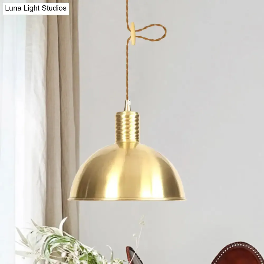 Gold Metal Drop Pendant Farmhouse Ceiling Light - 1-Light Living Room Hanging Fixture