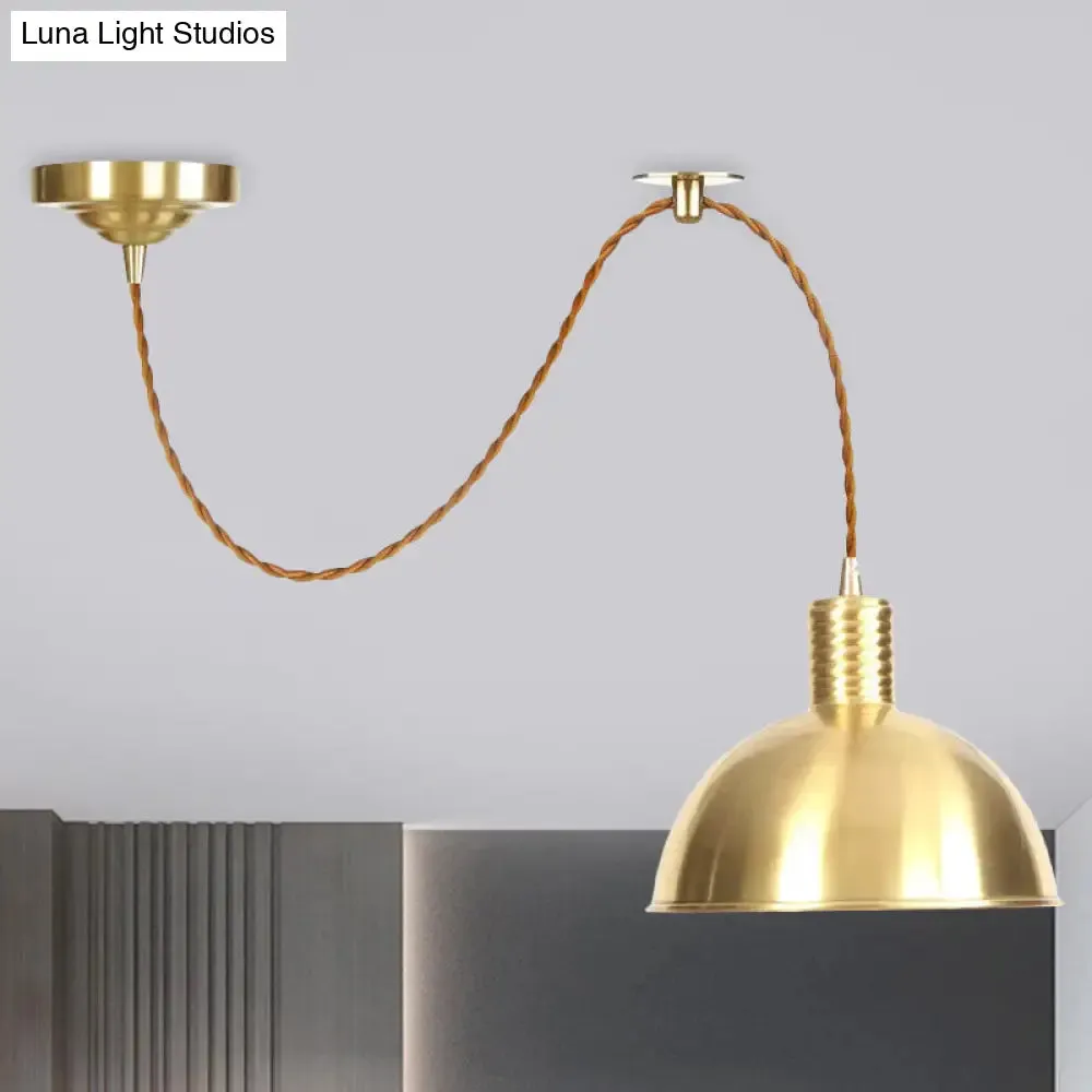 Gold Metal Drop Pendant Farmhouse Ceiling Light - 1-Light Living Room Hanging Fixture