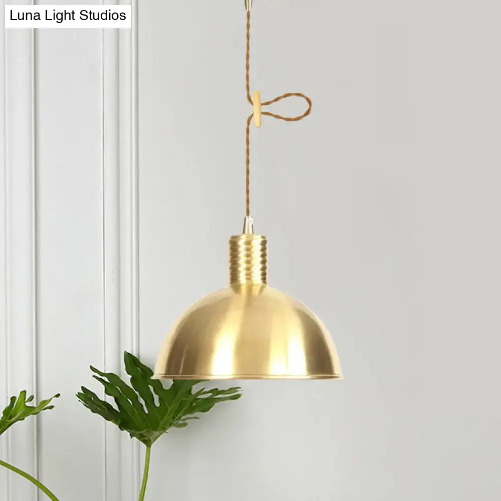 Gold Metal Drop Pendant Farmhouse Ceiling Light - 1-Light Living Room Hanging Fixture