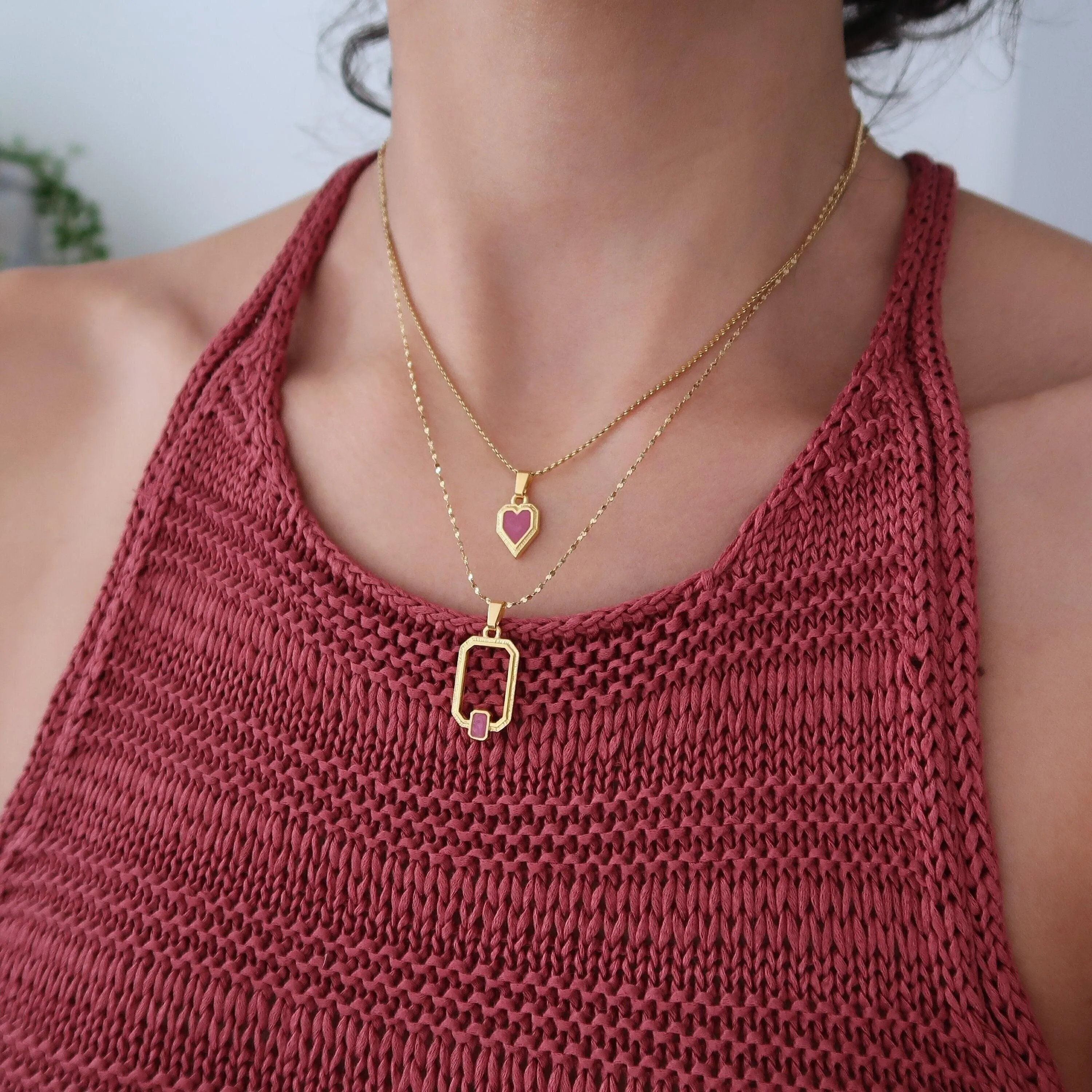 Gold Pendant Necklace Set - Dainty Layered Bohemian Jewelry with Heart Charm