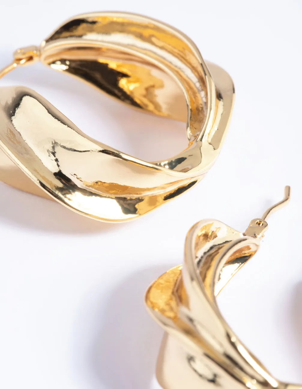 Gold Plated Etched Hoop Earrings