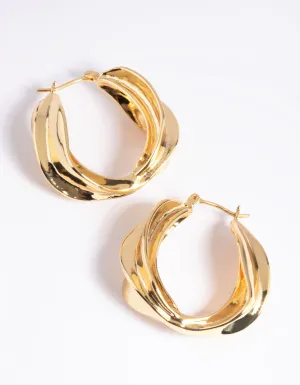 Gold Plated Etched Hoop Earrings