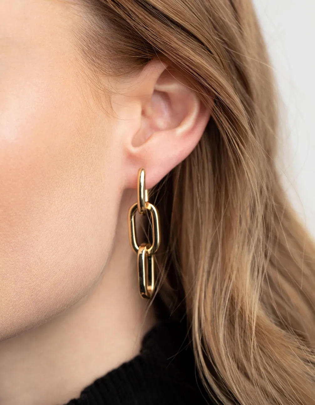 Gold Plated Rectangle Drop Earrings