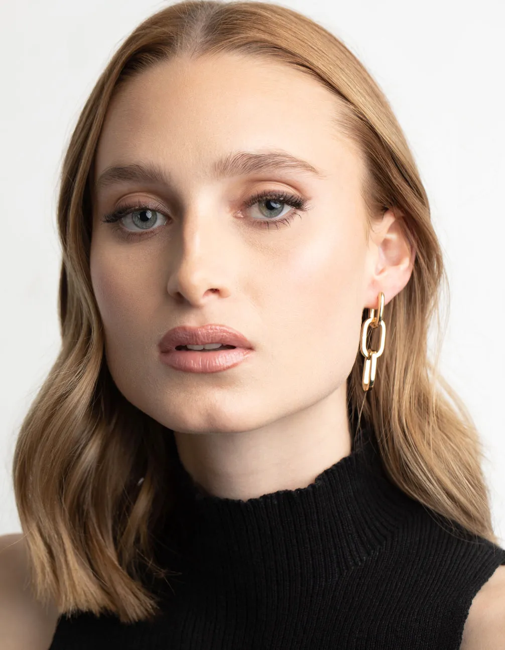 Gold Plated Rectangle Drop Earrings