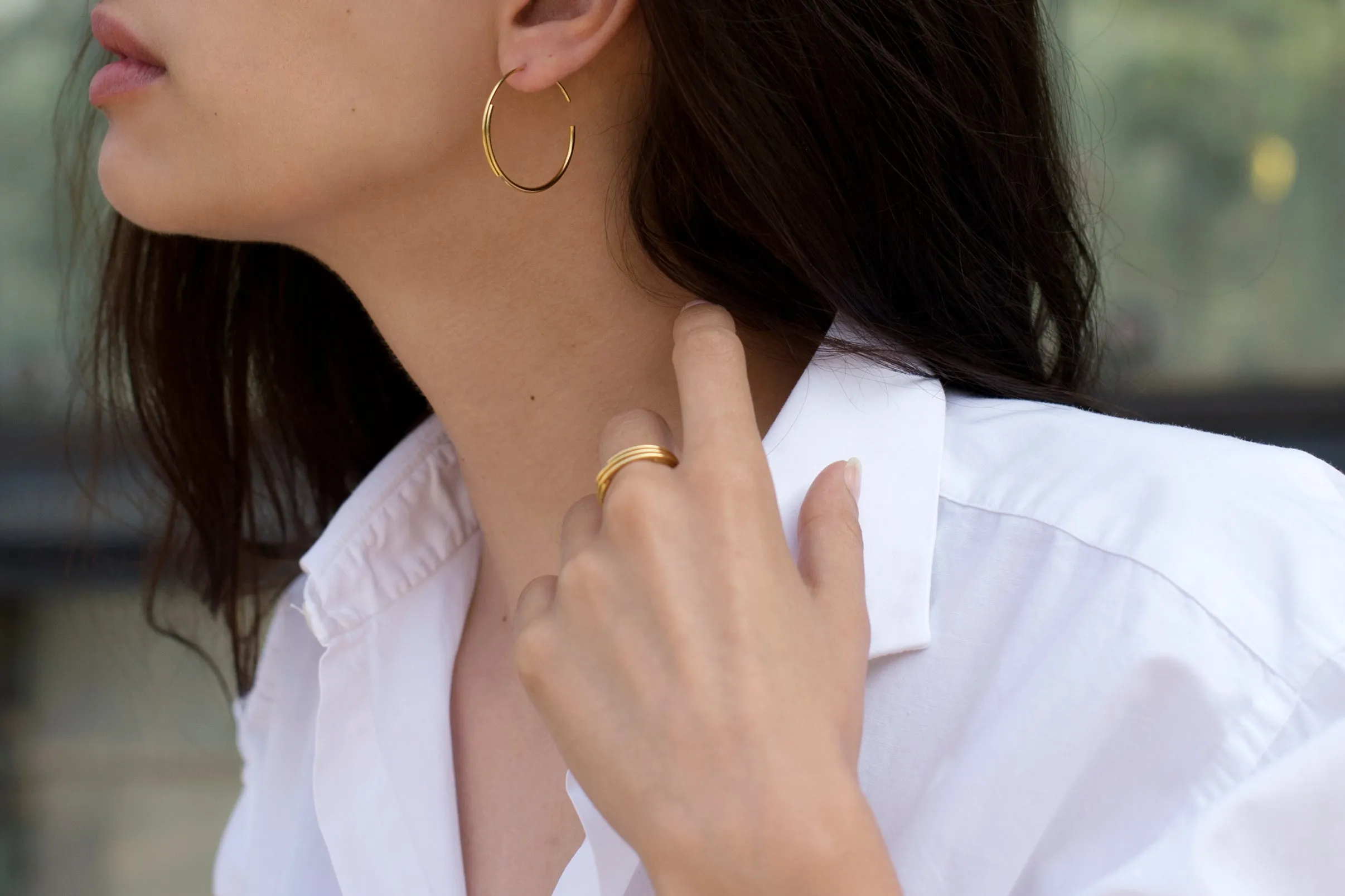 Gold plated silver hoop earrings N°5