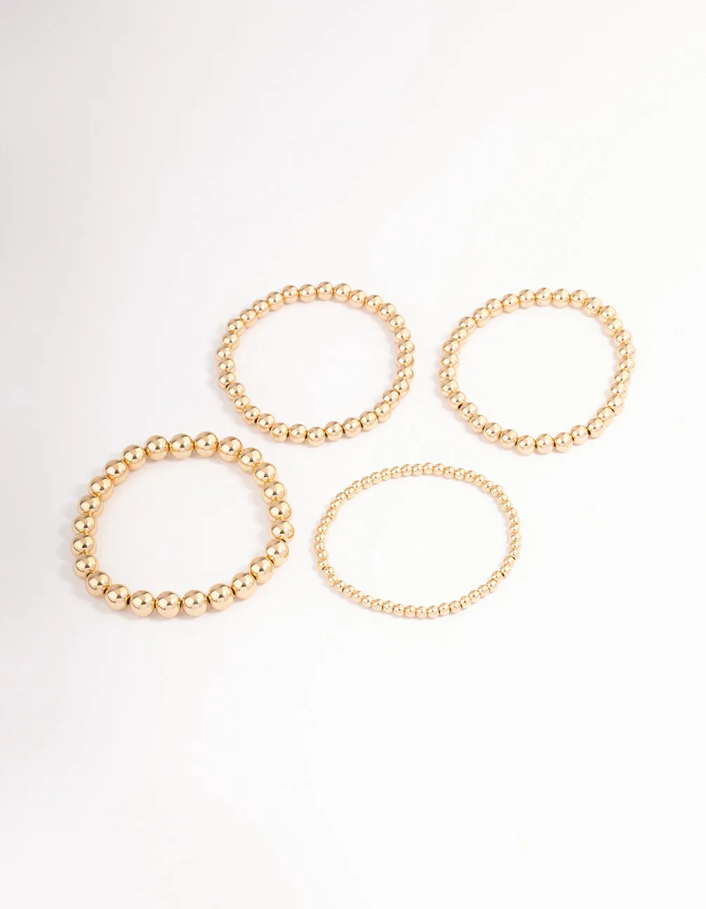 Gold Round Ball Stretch Bracelet 4-Pack