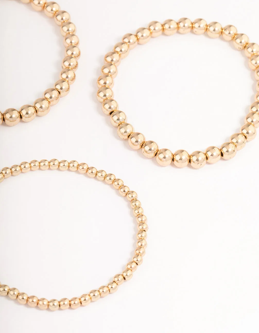 Gold Round Ball Stretch Bracelet 4-Pack