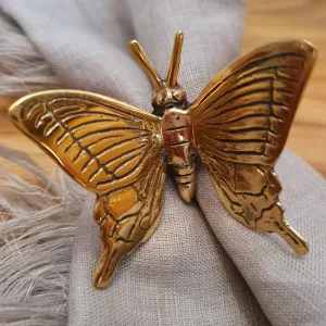 Golden Butterfly Brass Napkin Rings