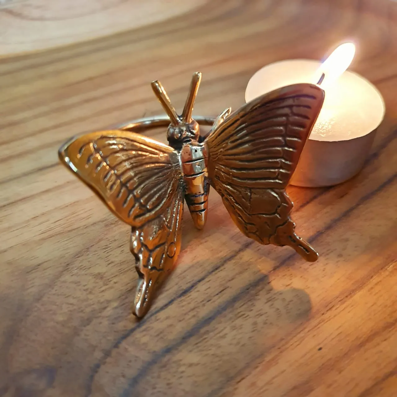 Golden Butterfly Brass Napkin Rings