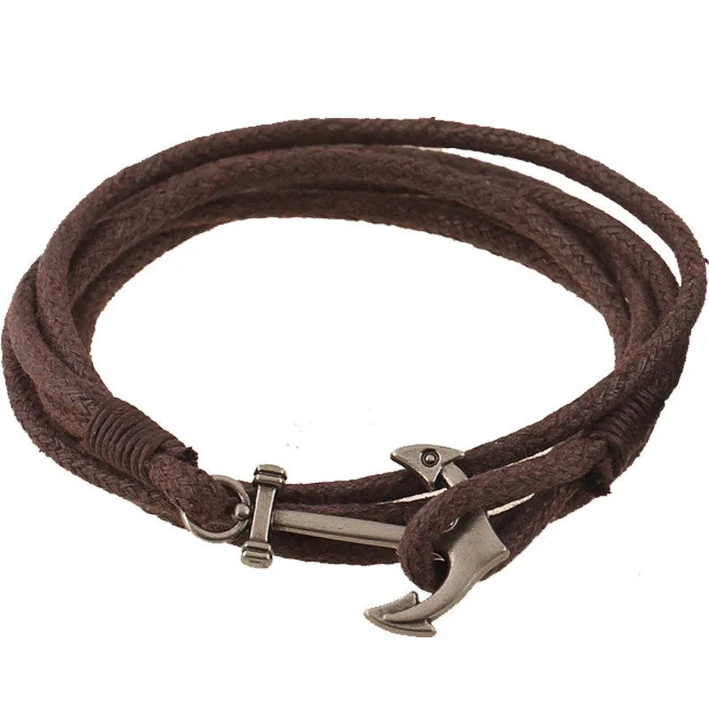 High Quality Fashion Jewelry Leather Bracelet Men Anchor Bracelets for Women Best Friend Gift Summer Style pulseira