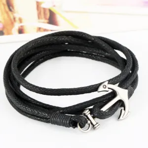 High Quality Fashion Jewelry Leather Bracelet Men Anchor Bracelets for Women Best Friend Gift Summer Style pulseira