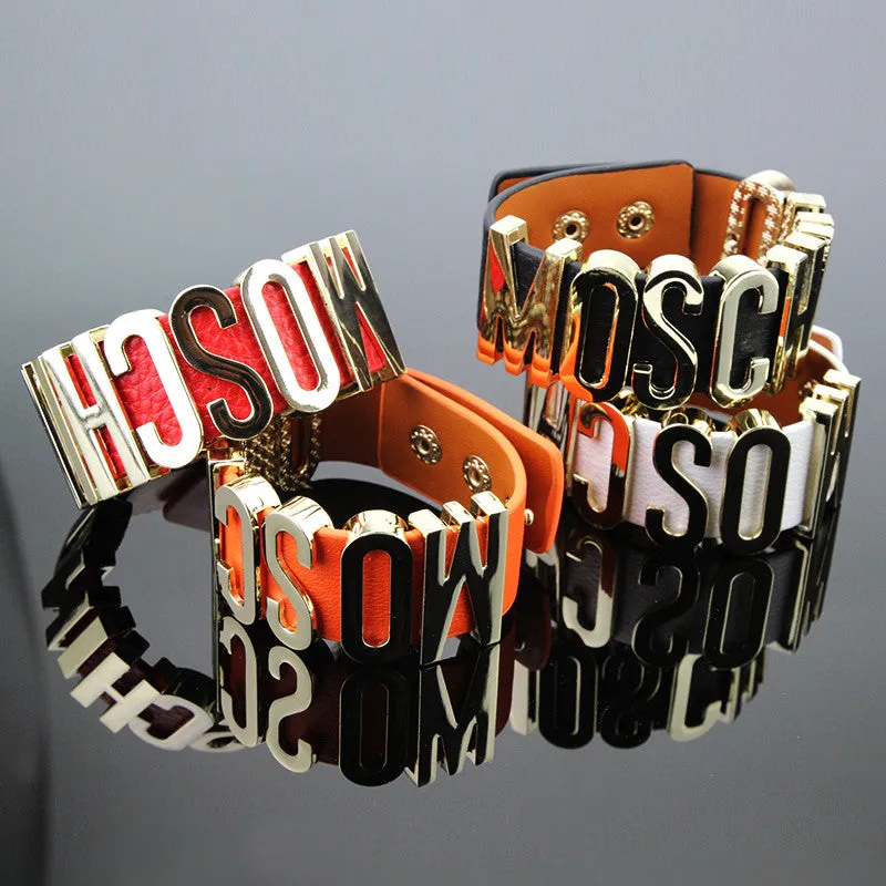 Hot Sale! Punk Rock Bangles! Summer Style Fashion Genuine Leather Bracelet New Coming Exaggerate Famous Brand Jewelry