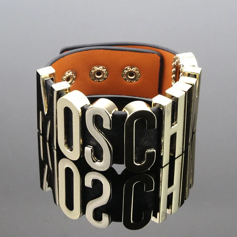 Hot Sale! Punk Rock Bangles! Summer Style Fashion Genuine Leather Bracelet New Coming Exaggerate Famous Brand Jewelry