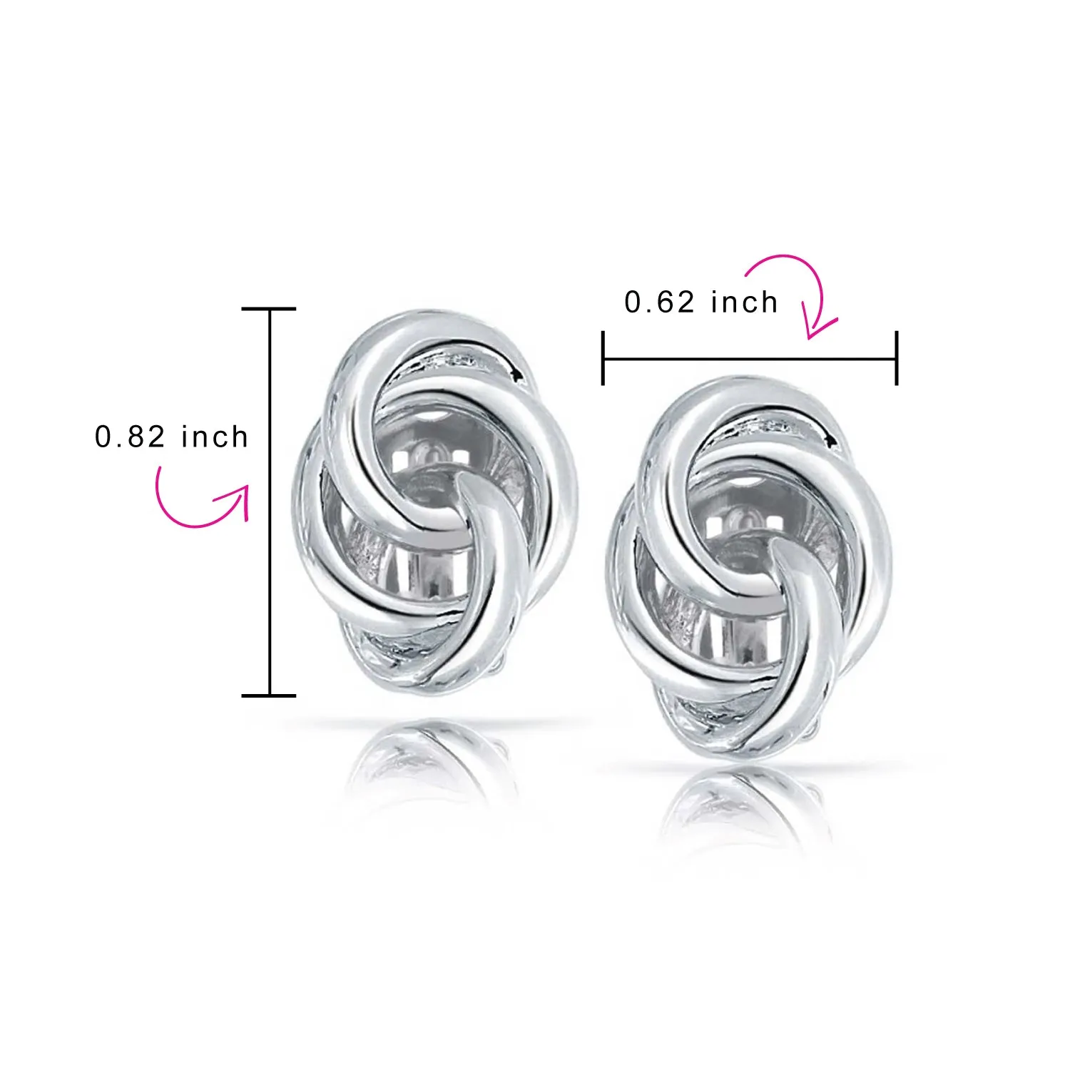 Interlocking Rope Love Knot Clip-On Earrings for Non-Pierced Ears 14K GoldSilver Plated