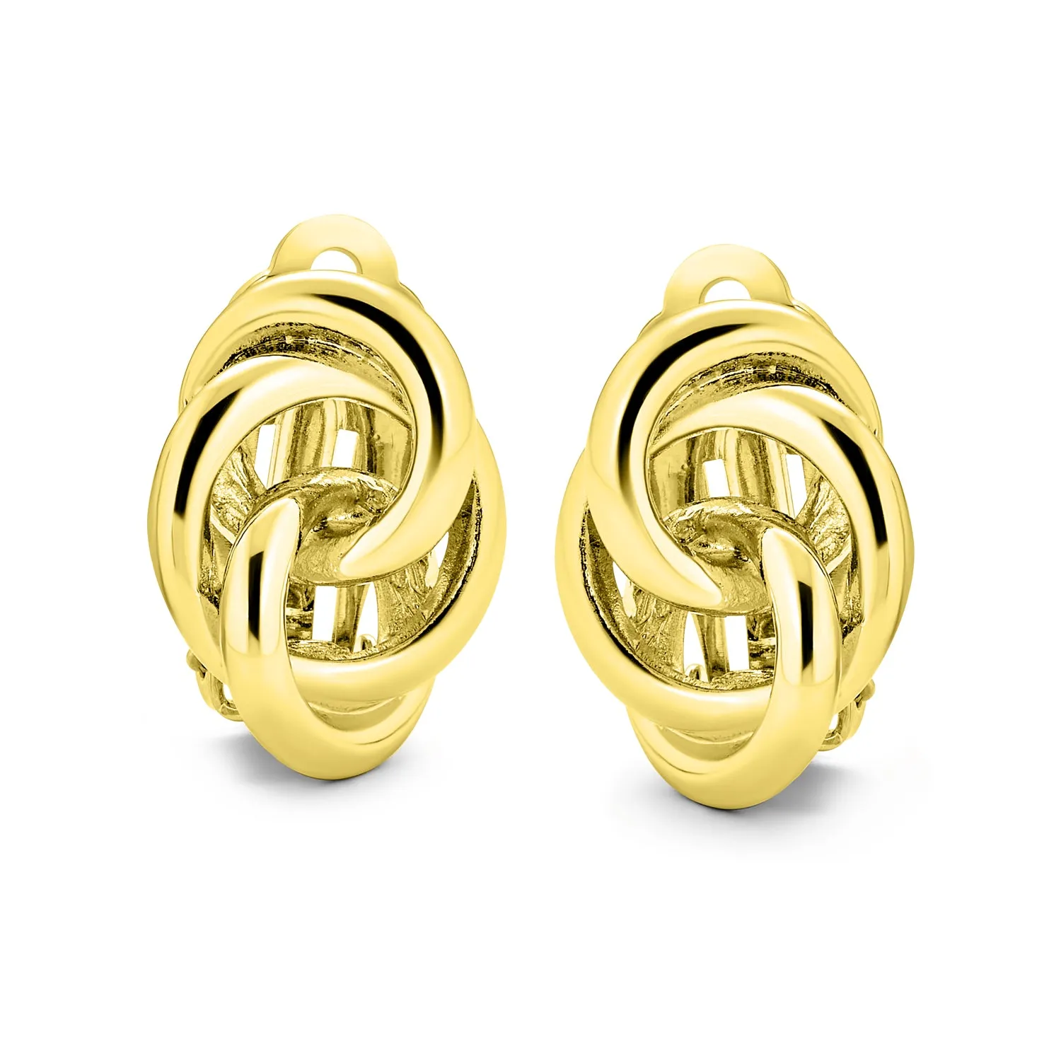 Interlocking Rope Love Knot Clip-On Earrings for Non-Pierced Ears 14K GoldSilver Plated