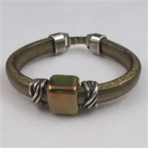 Iridescent Gold Leather Cord Bracelet for a Woman