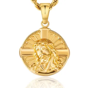 Jesus on Cross Coin Pendant Necklace