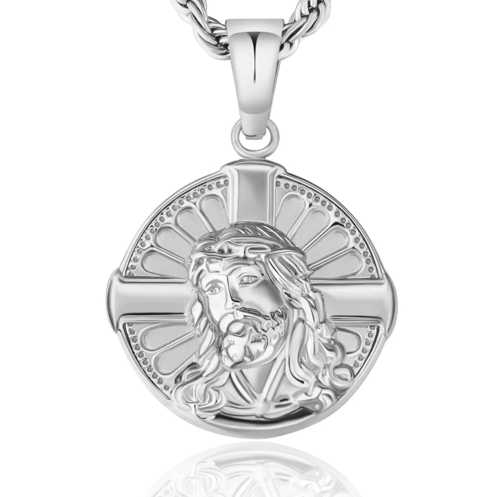 Jesus on Cross Coin Pendant Necklace