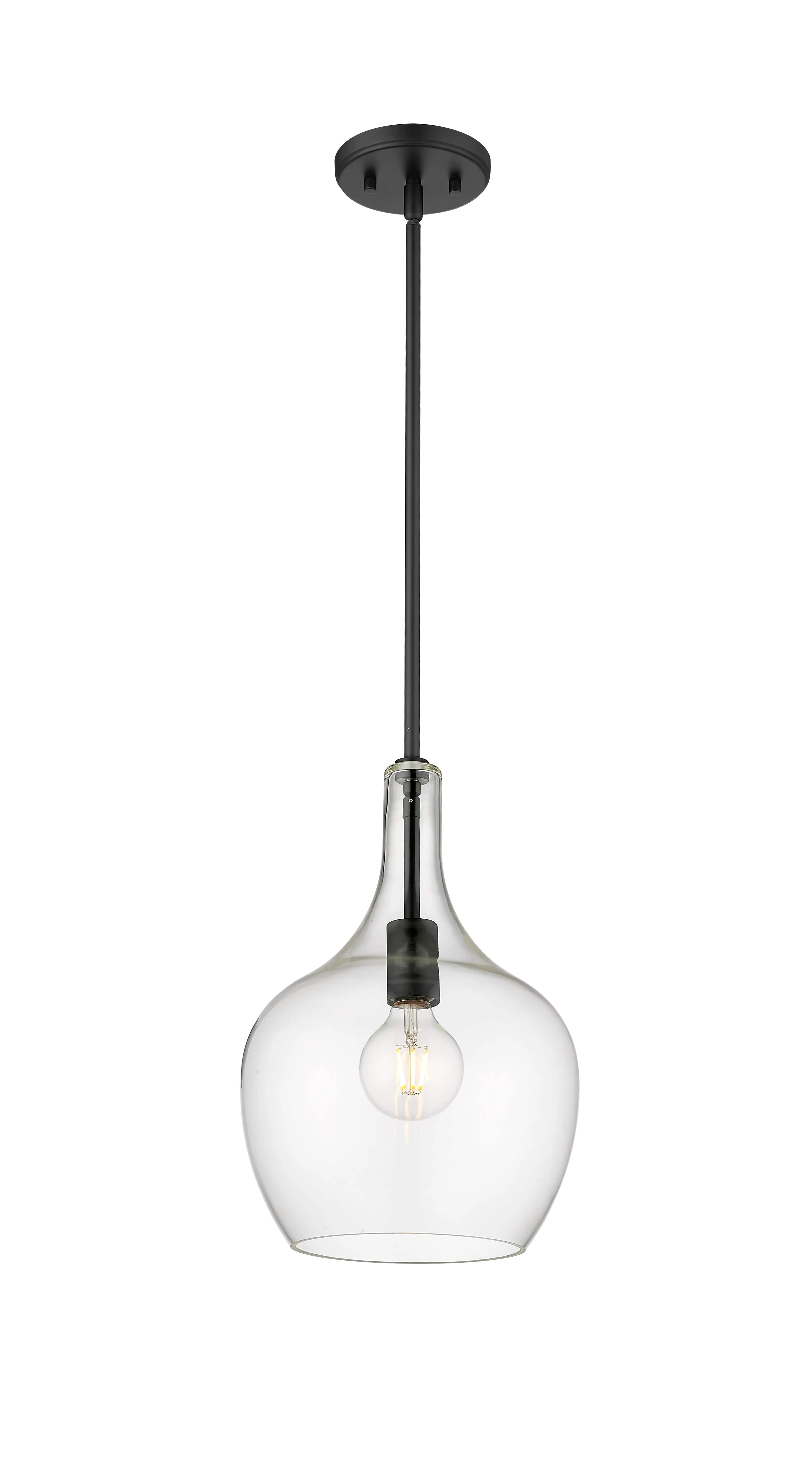 Lamara Pendant - Matte Black - Clear Glass - 10in. Diameter - E26 Medium Base