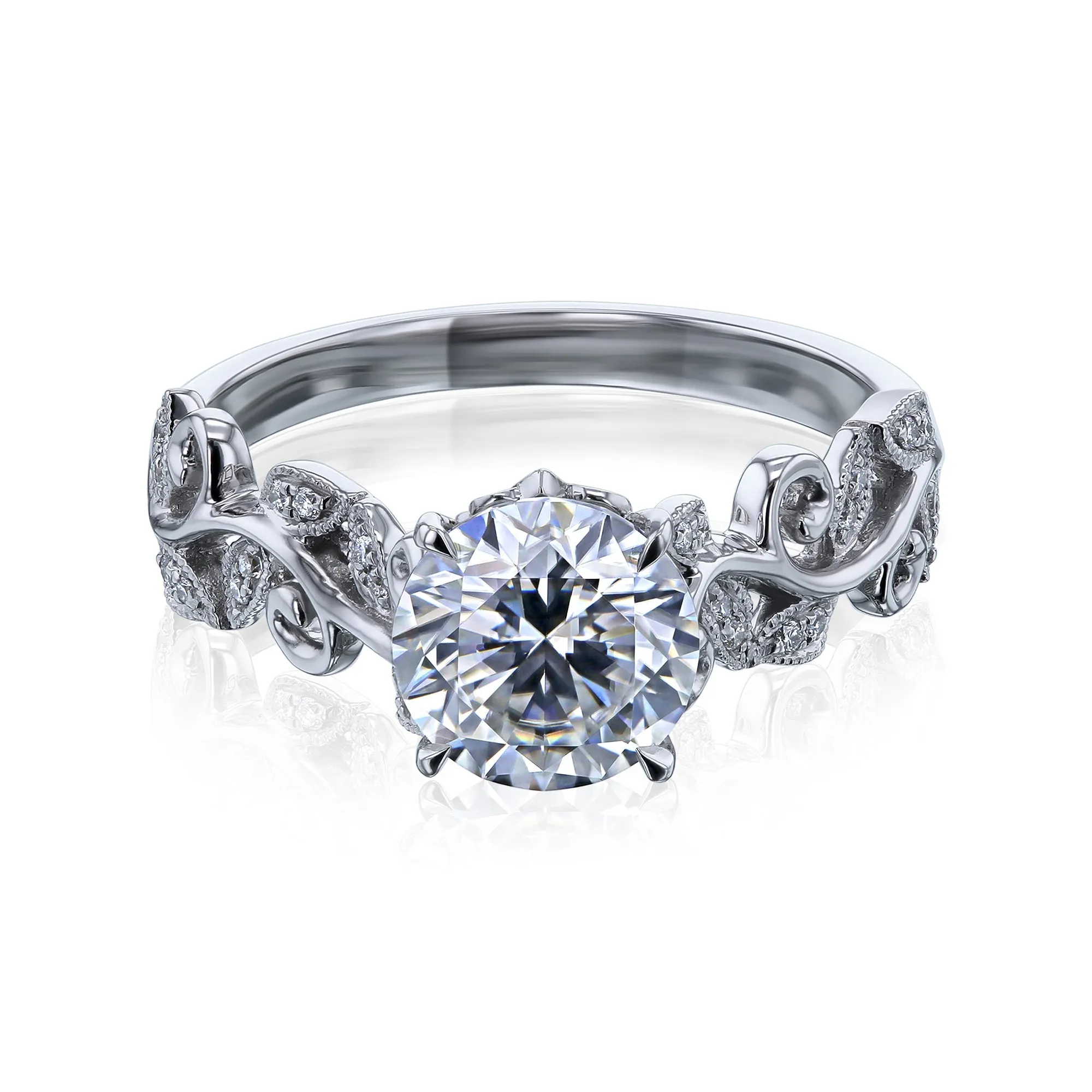 Laurel Diamond Wreath Moissanite Engagement Ring