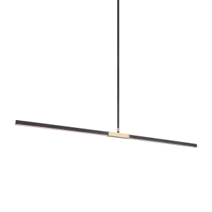 Lineare Matte Black and Aged Gold Brass Sleek Large Pendant