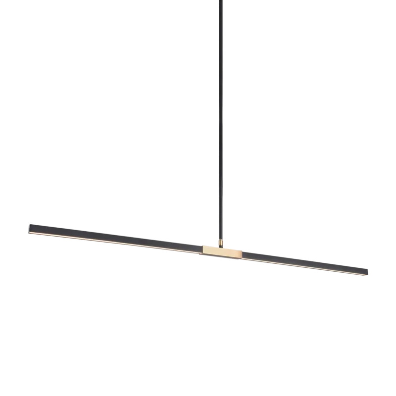 Lineare Matte Black and Aged Gold Brass Sleek Large Pendant