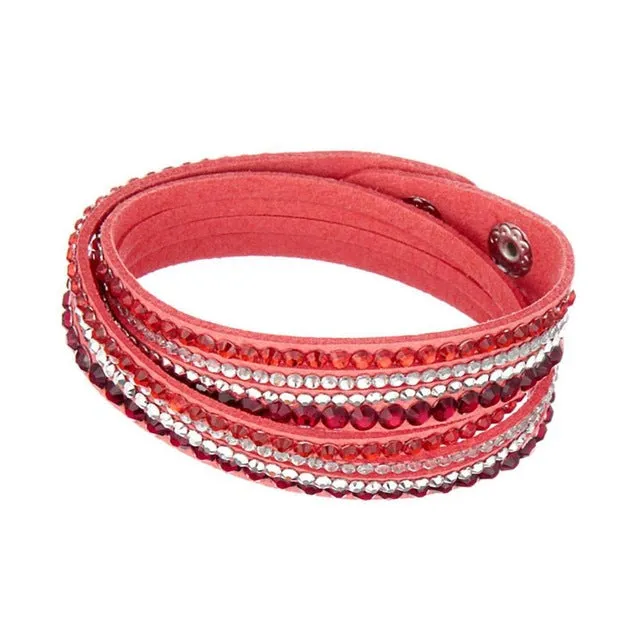 LNRRABC Women Fashion European Charm Rhinestone Crystal  Leather Bracelets & Bangles for Women Friendship bracelet Jewelry Gift