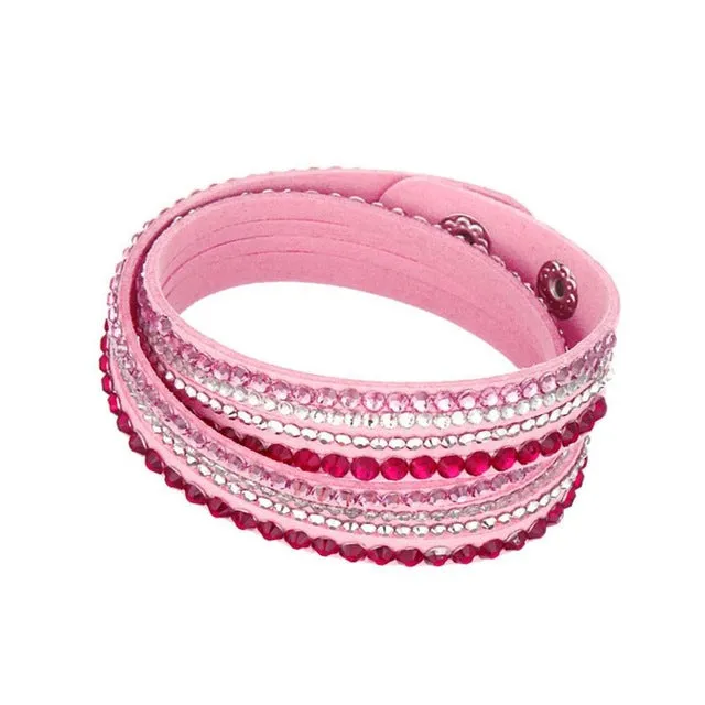 LNRRABC Women Fashion European Charm Rhinestone Crystal  Leather Bracelets & Bangles for Women Friendship bracelet Jewelry Gift