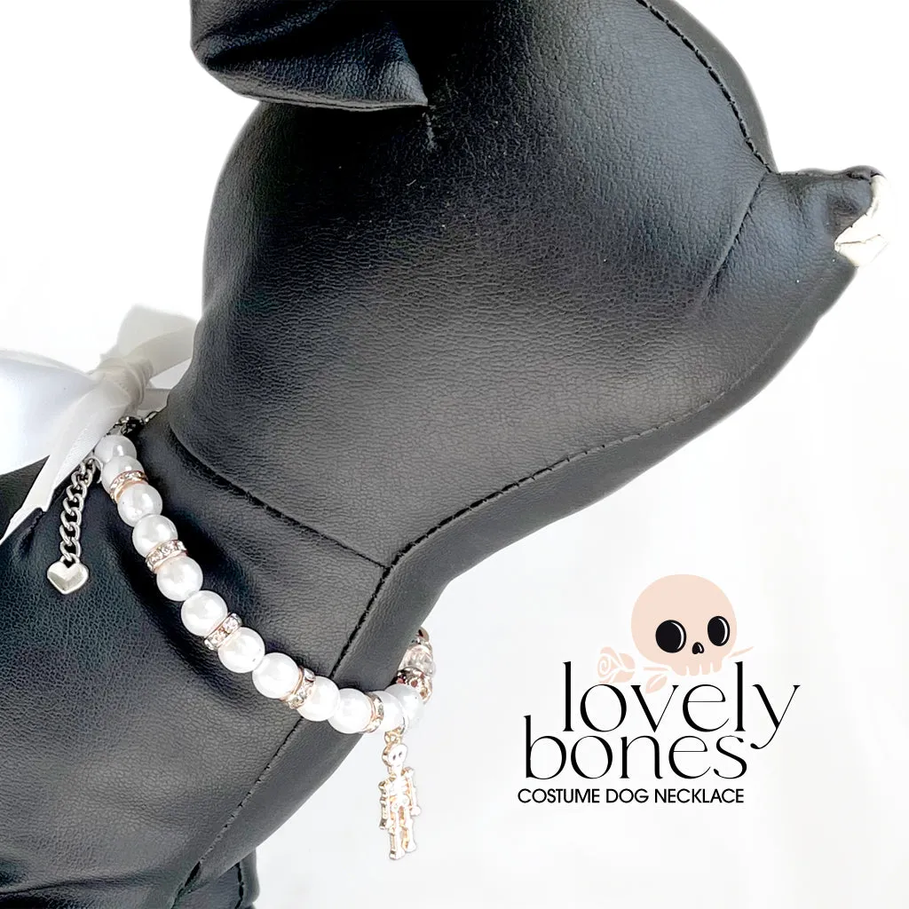 Lovely Bones Pearl Pet Necklace for Cats Dogs Spooky Pet Jewelry