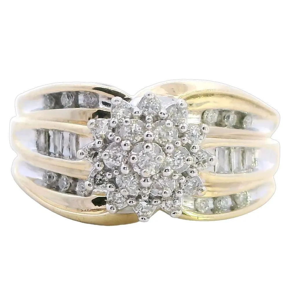 Luxurious 9ct Yellow Gold & Diamond Cluster Ring - Heartfelt Gift for Valentines