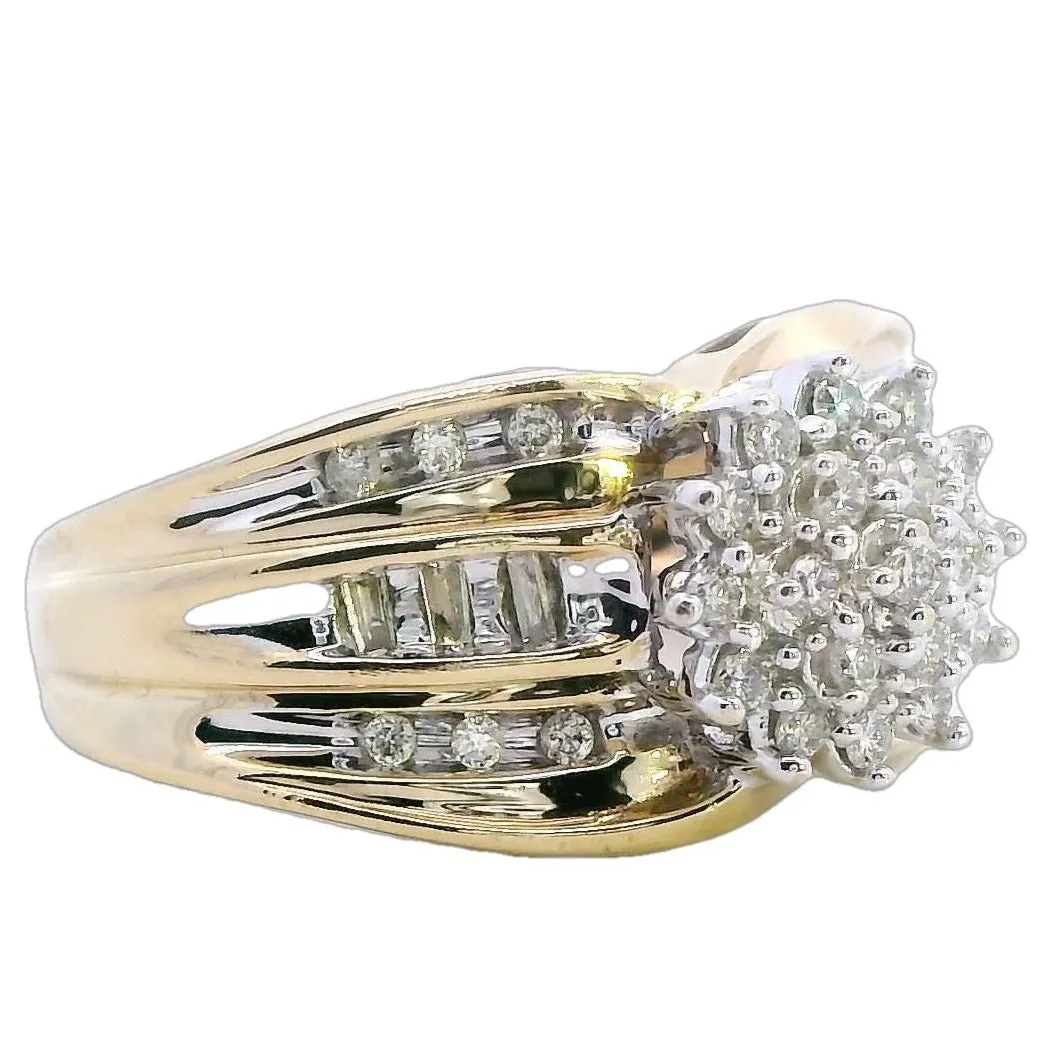 Luxurious 9ct Yellow Gold & Diamond Cluster Ring - Heartfelt Gift for Valentines