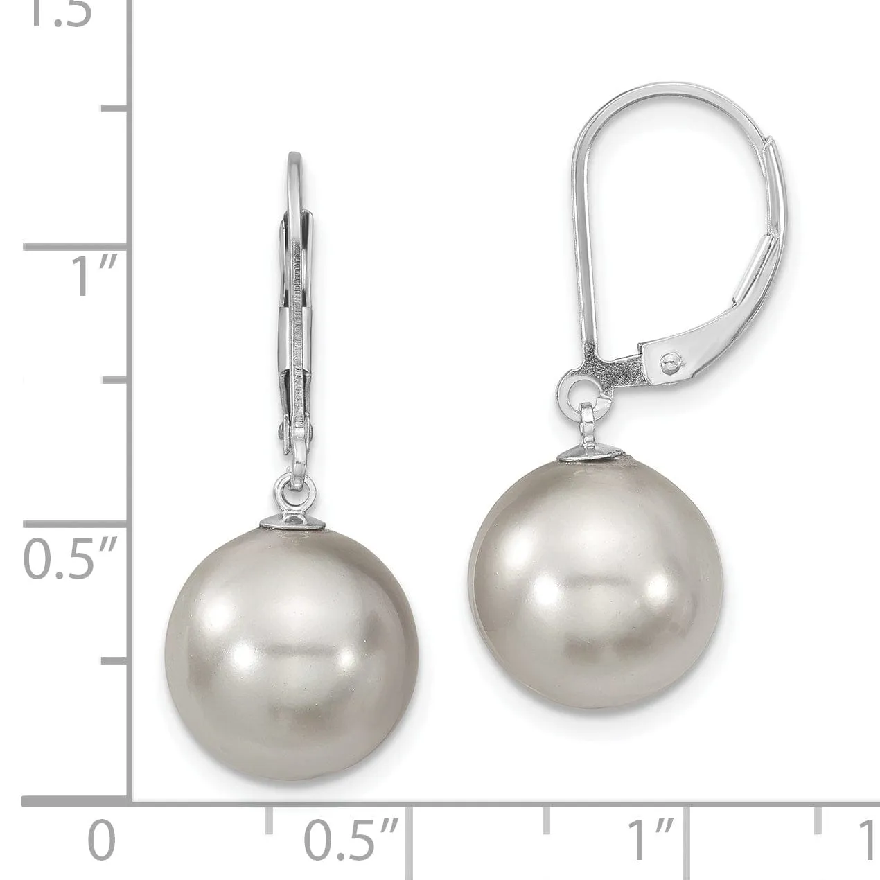 Majestik Round Grey Pearl Leverback Earrings