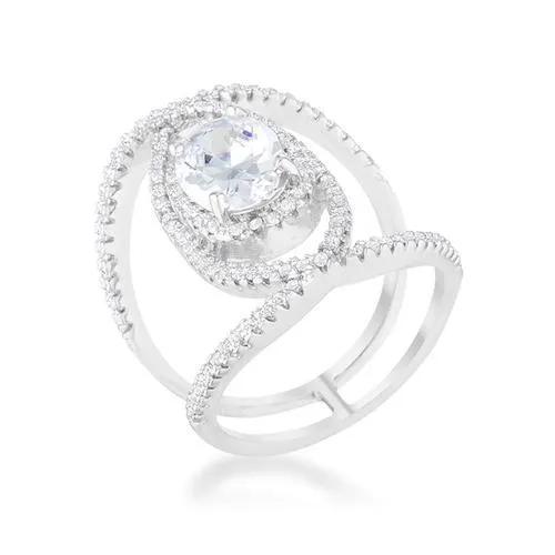 Maura 2.4ct CZ Rhodium Contemporary Cocktail Ring