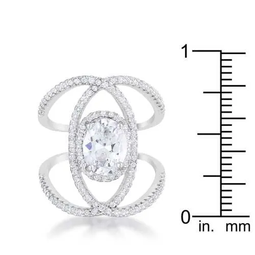 Maura 2.4ct CZ Rhodium Contemporary Cocktail Ring