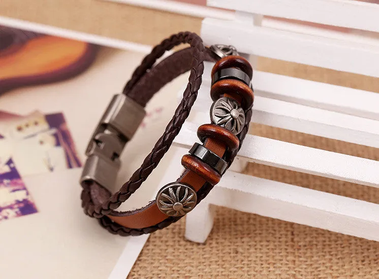 Men Jewelry Bracelet Trendy Leather Braided Bracelets Cross Charm Bangles Male Fashion Vintage Accessories BestFriend gift