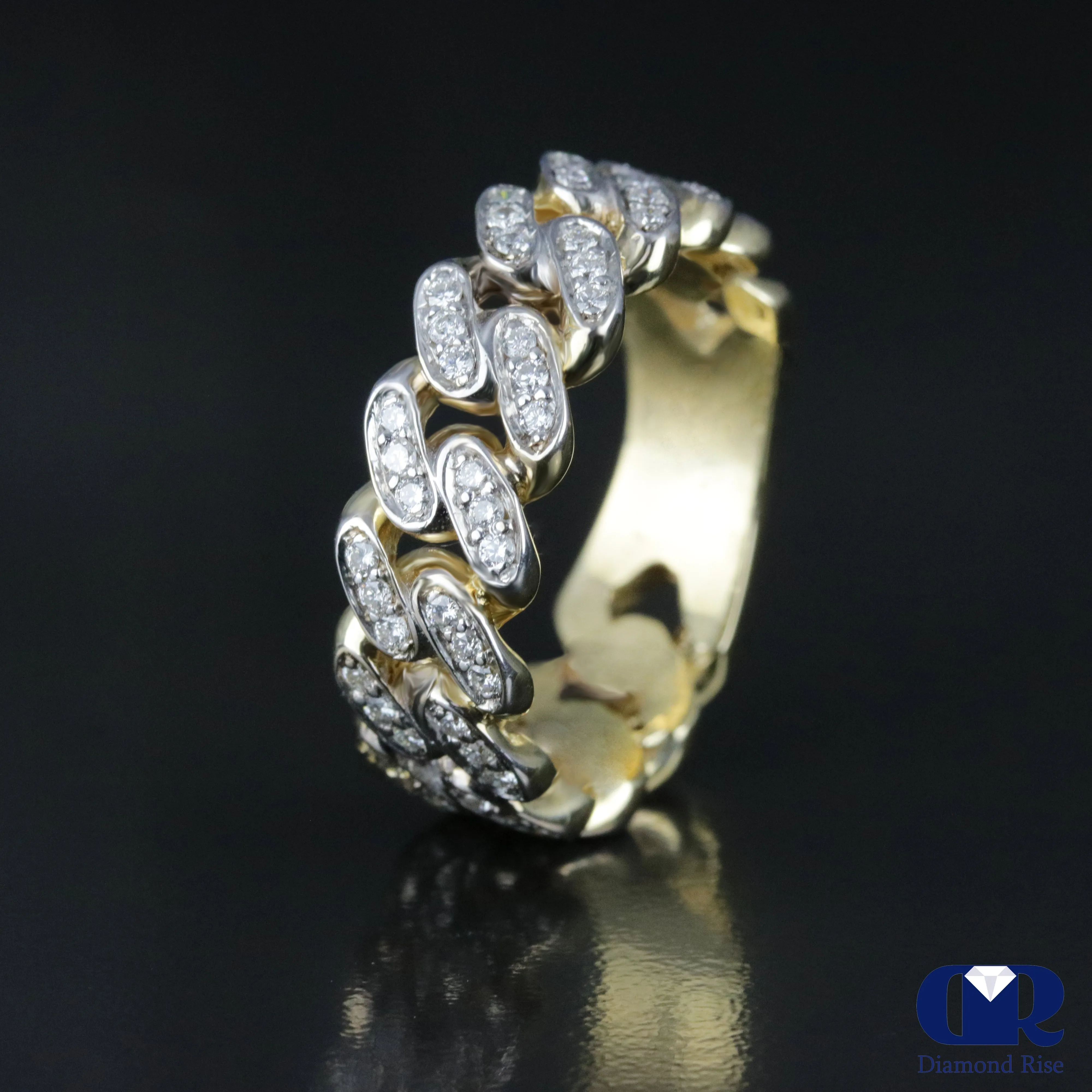 Men's Diamond Cuban Ring In 14K Yellow Gold