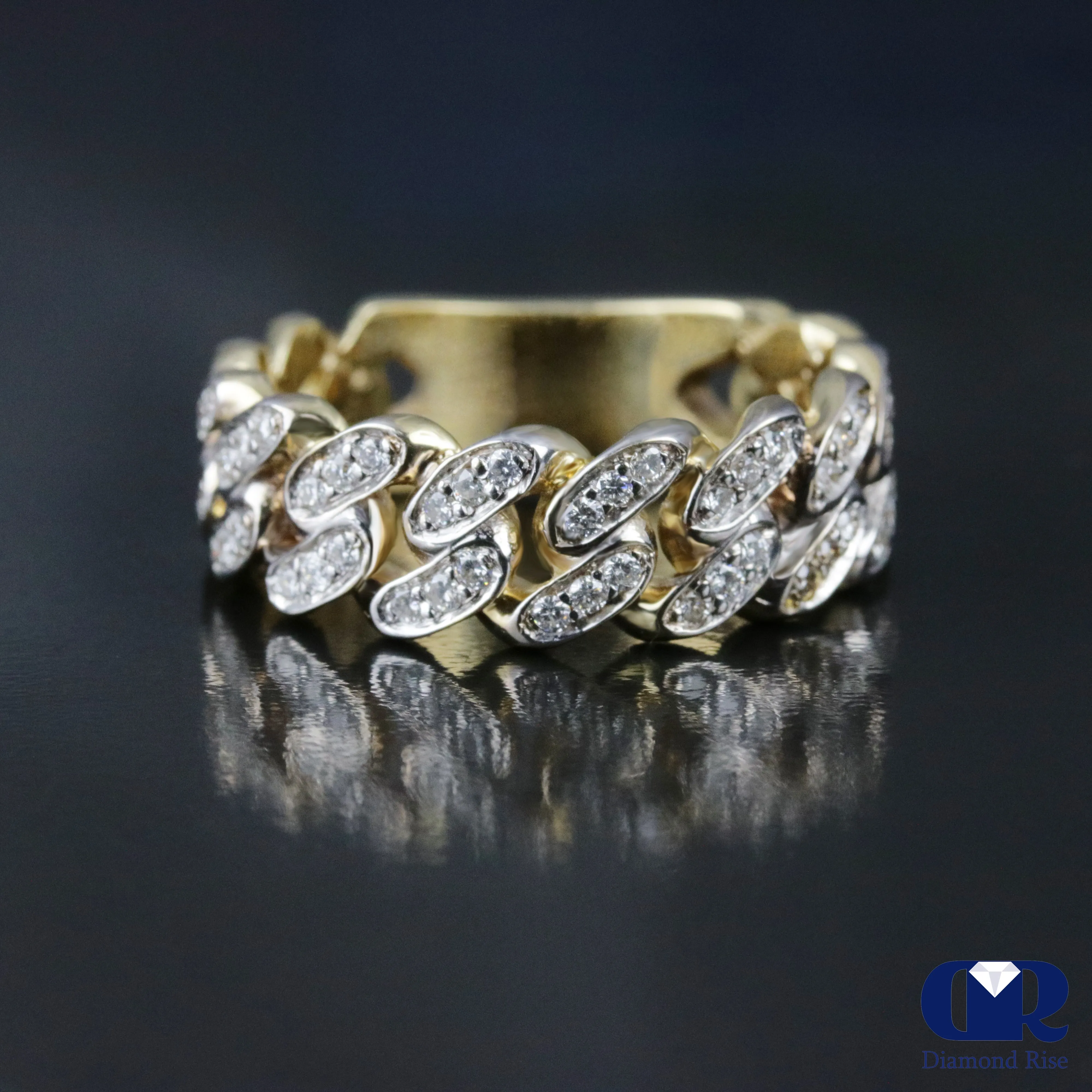 Men's Diamond Cuban Ring In 14K Yellow Gold