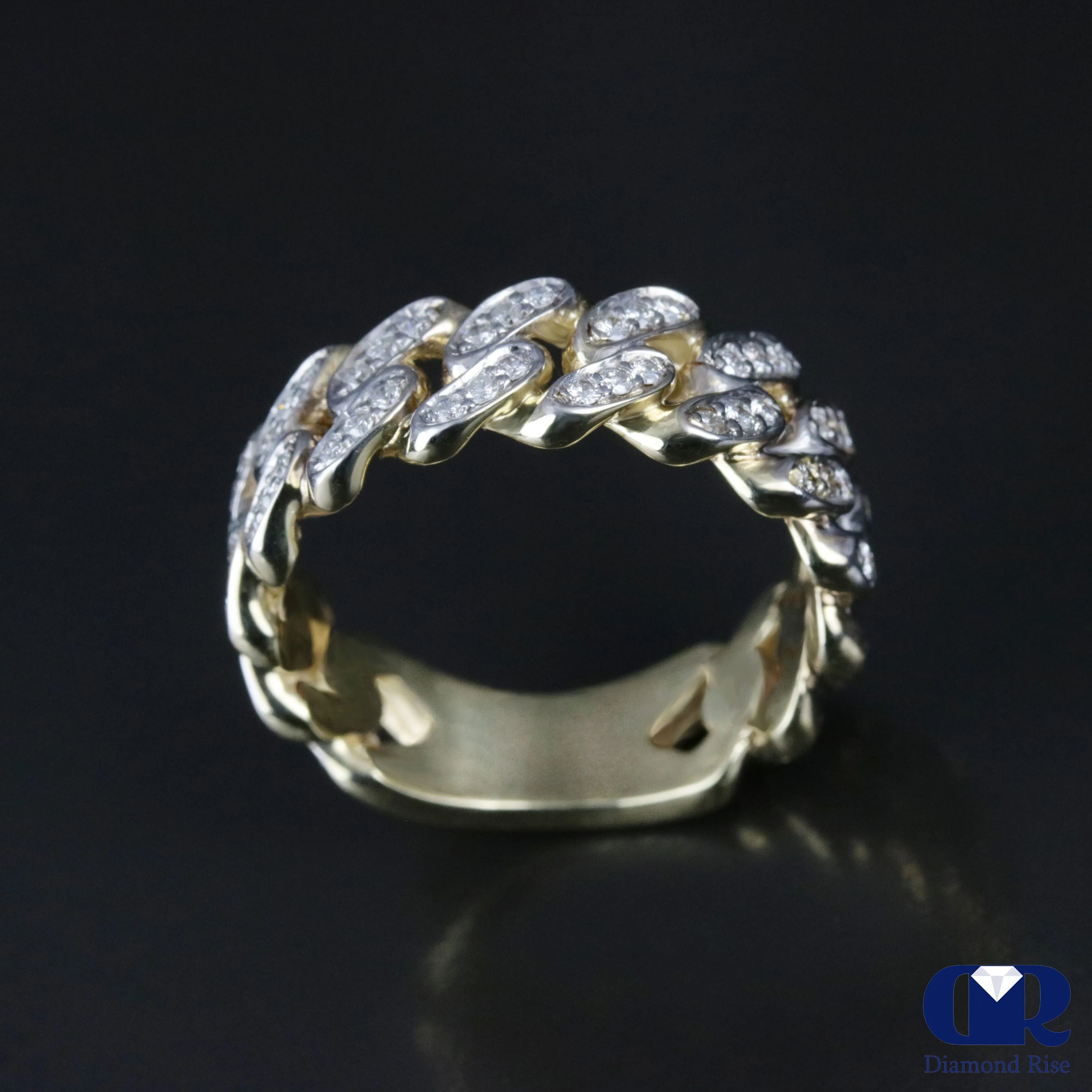 Men's Diamond Cuban Ring In 14K Yellow Gold