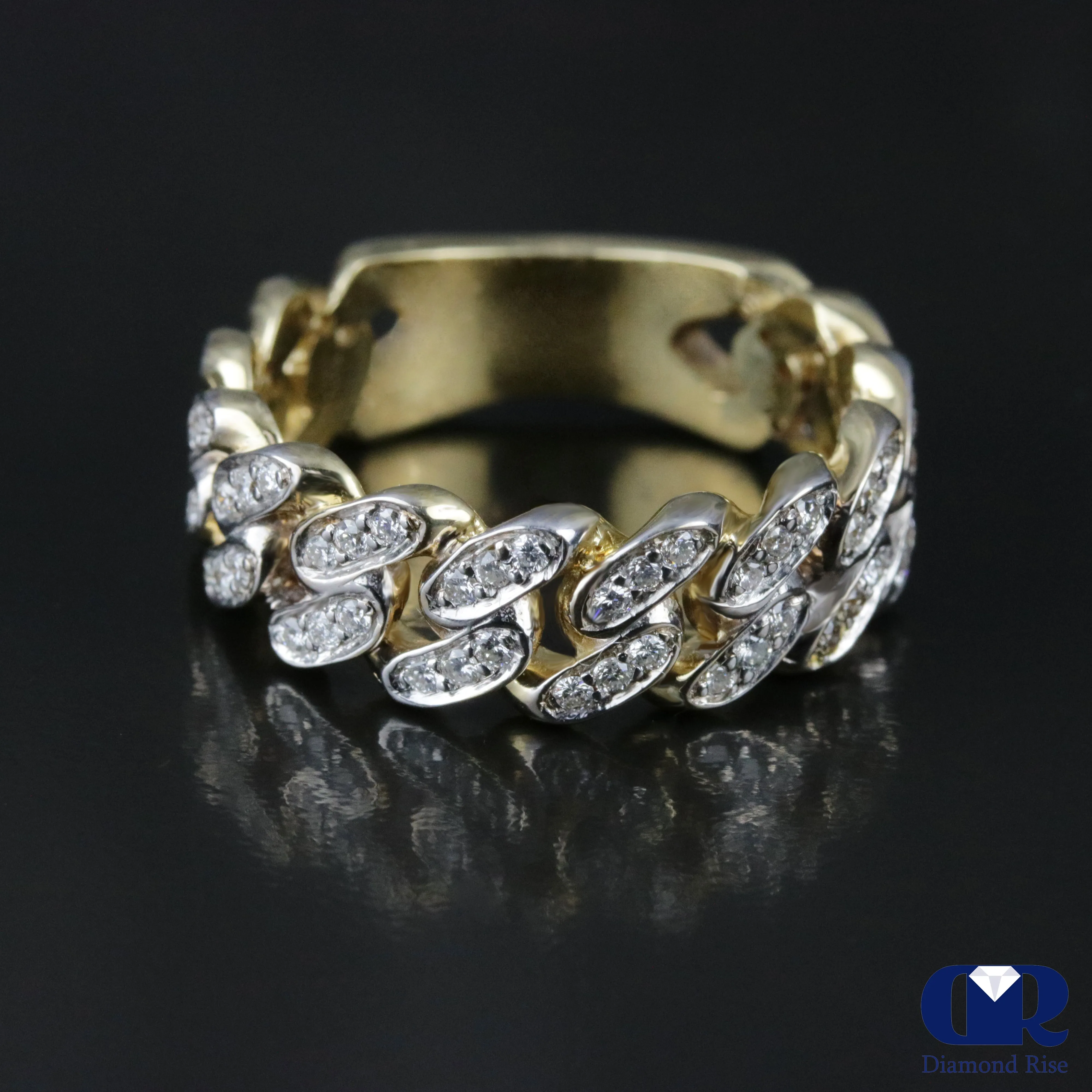 Men's Diamond Cuban Ring In 14K Yellow Gold