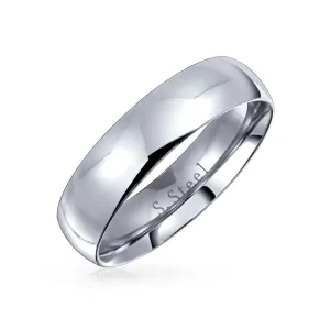 Mens Stainless Steel Gold Plated Dome Comfort Fit Wedding Band Ring for Couples