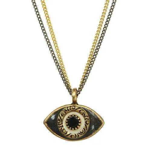 Michal Golan Black Evil Eye Double Strand Necklace